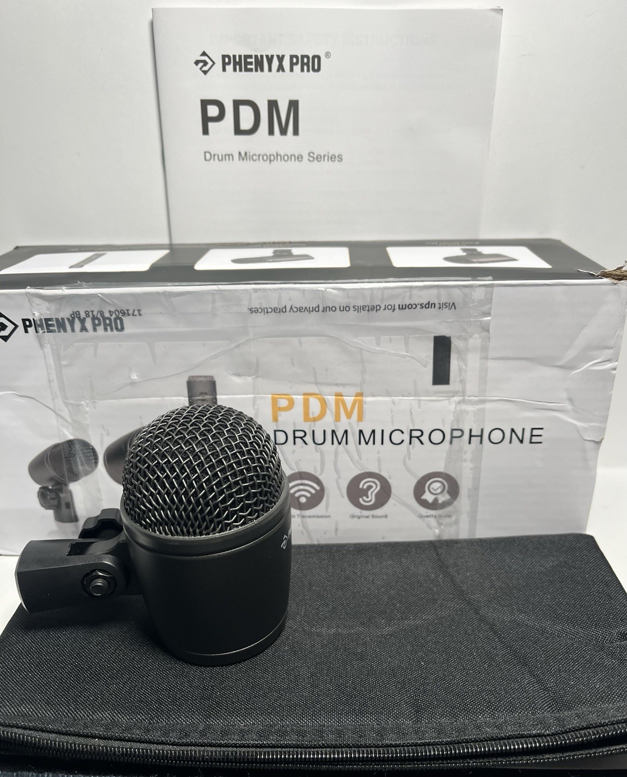 Phenyx Pro PDM33 Kick Drum Microphone, Cardioid Dynamic Mic wLocking Stand Adptr