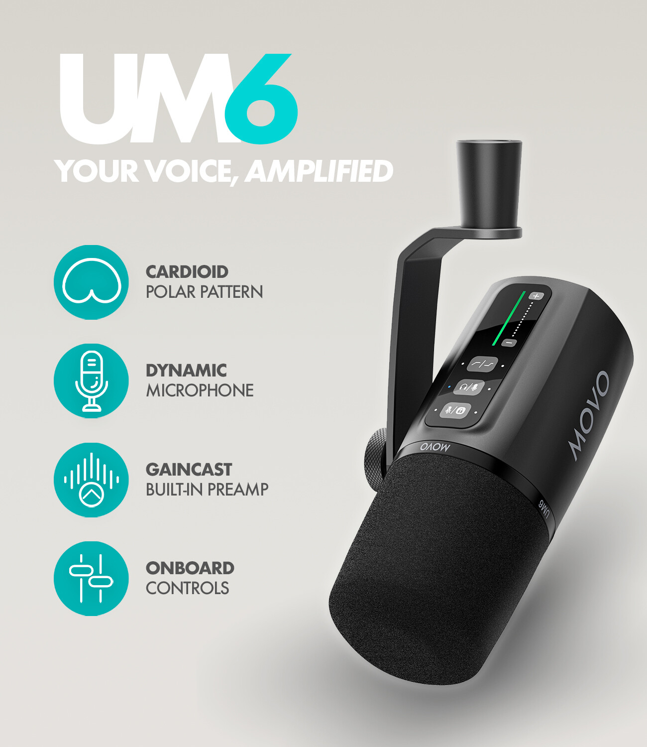 Movo PHANTOM+UM6+TMC3 2Pack Tabletop Dual Audio Recording Bundle