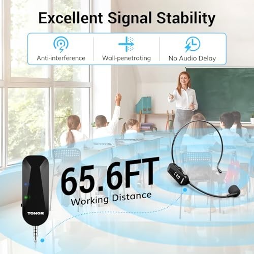 Wireless Headset Microphone System – UHF 2-in-1 Handheld & Ear Mic, 20 Channels,