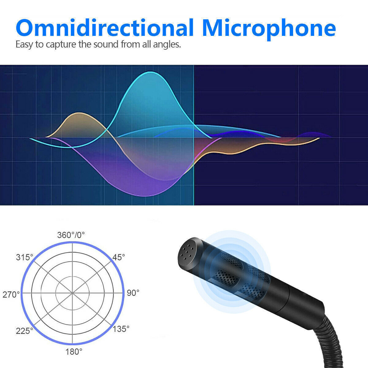 Computer Mini Condenser Microphone USB Stand Recording Mic For PC Desktop Laptop
