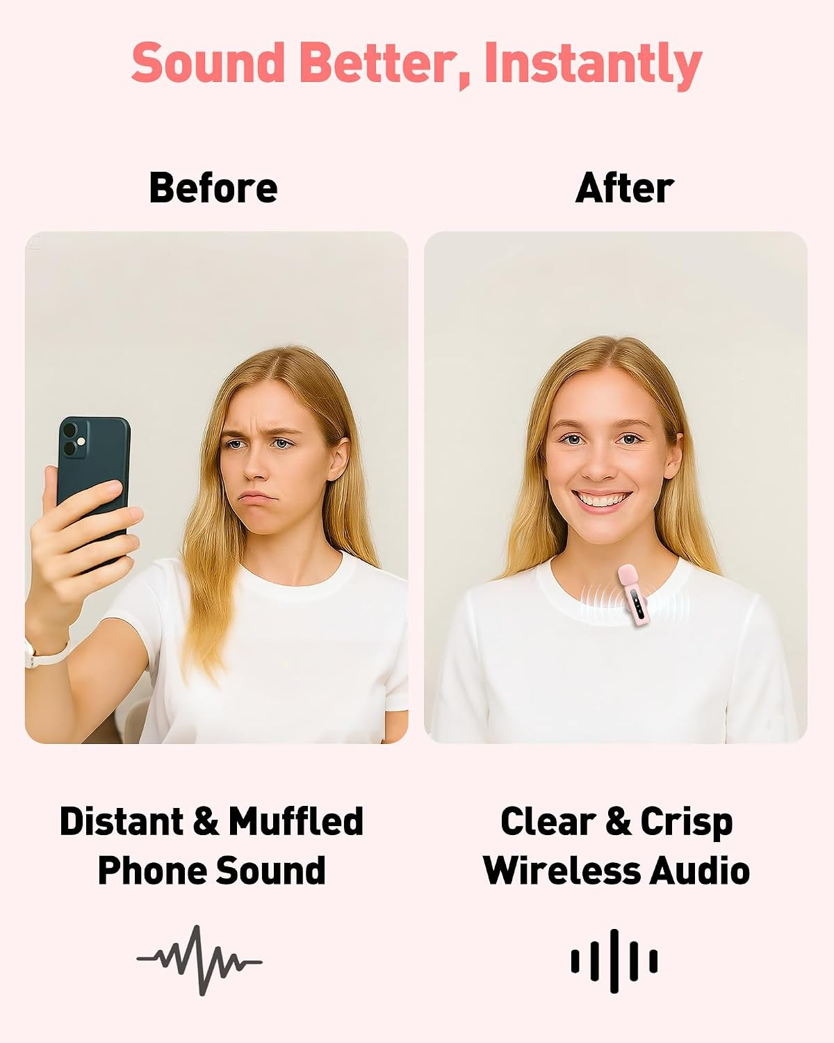 USB C Lavalier Microphone Wireless Mini Mic for Type-C Android Phone/Tablet/Pc