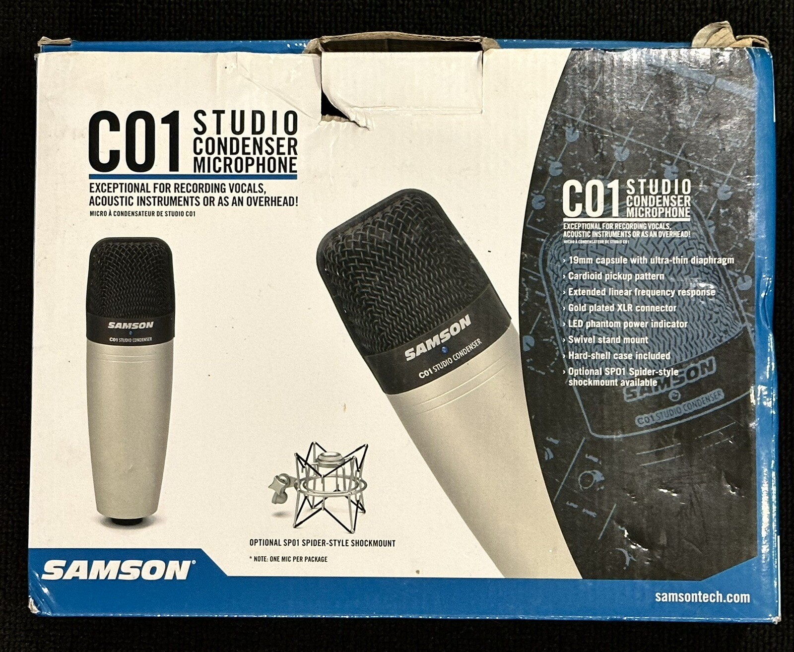 MICROPHONE PODCAST RADIO CONDENSER SAMSON C01 STUDIO HARD CASE YOUTUBE INSTAGRAM