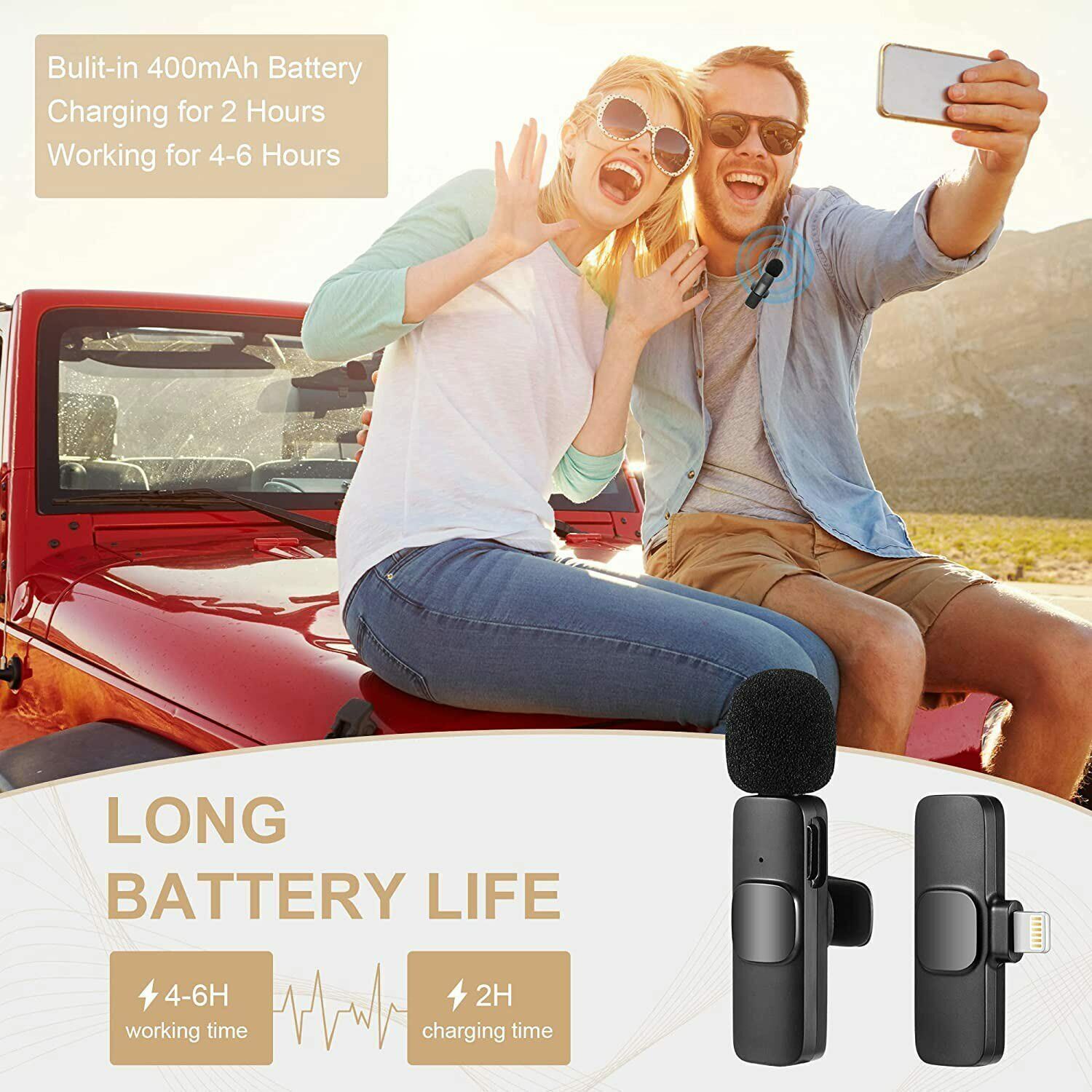 Mini Wireless Lavalier Microphone Audio Video Recording with Phone Charging