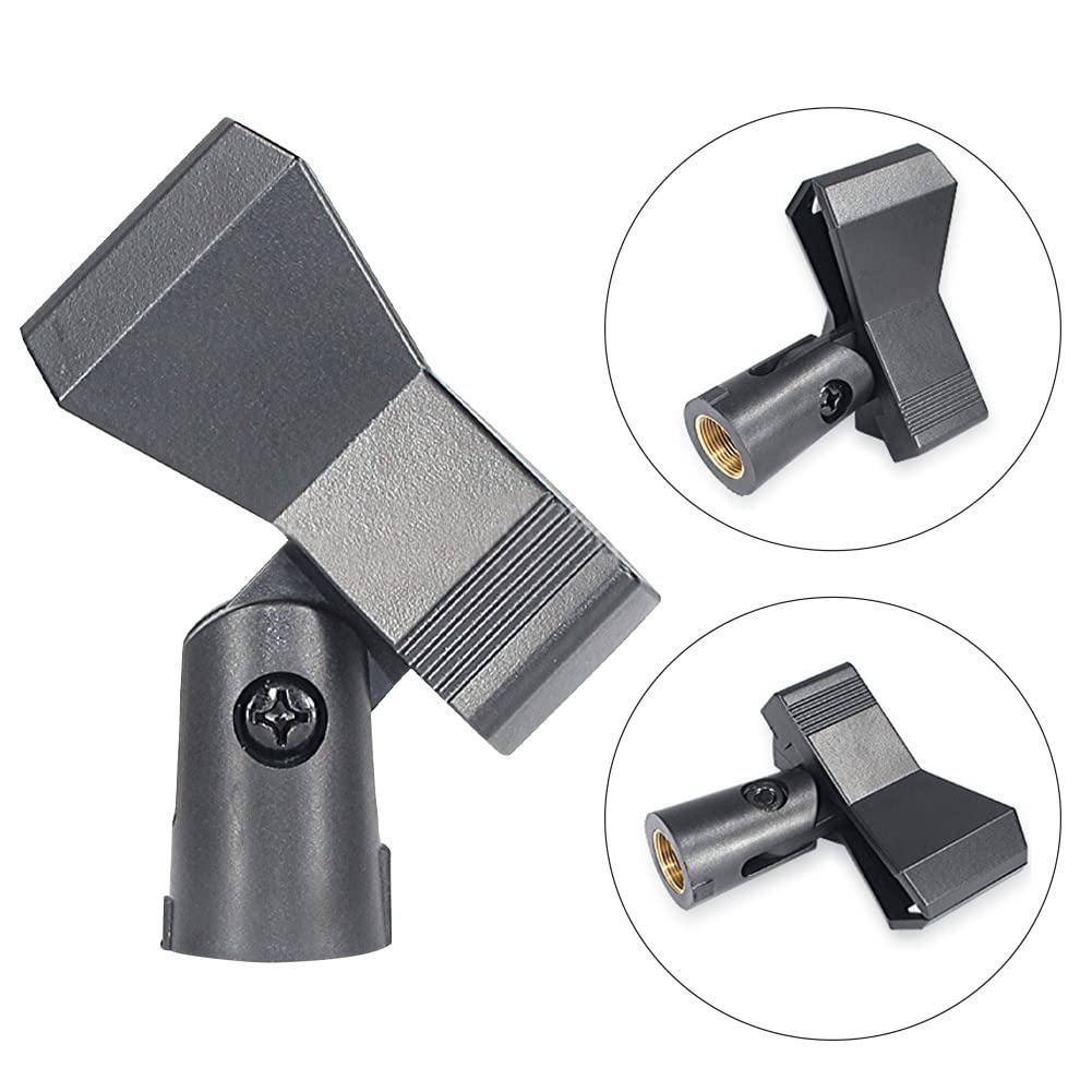 2 Pack Adjustable Microphone Clips 5/8in Stand Holder Black