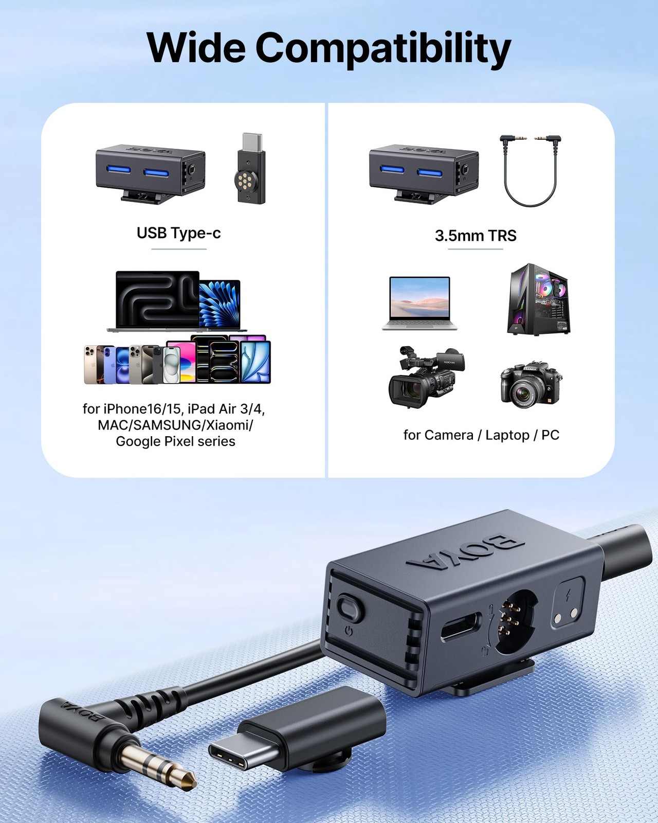 BOYA BOYALINK 3 Wireless Mic Type-C Lightning 3.5mm