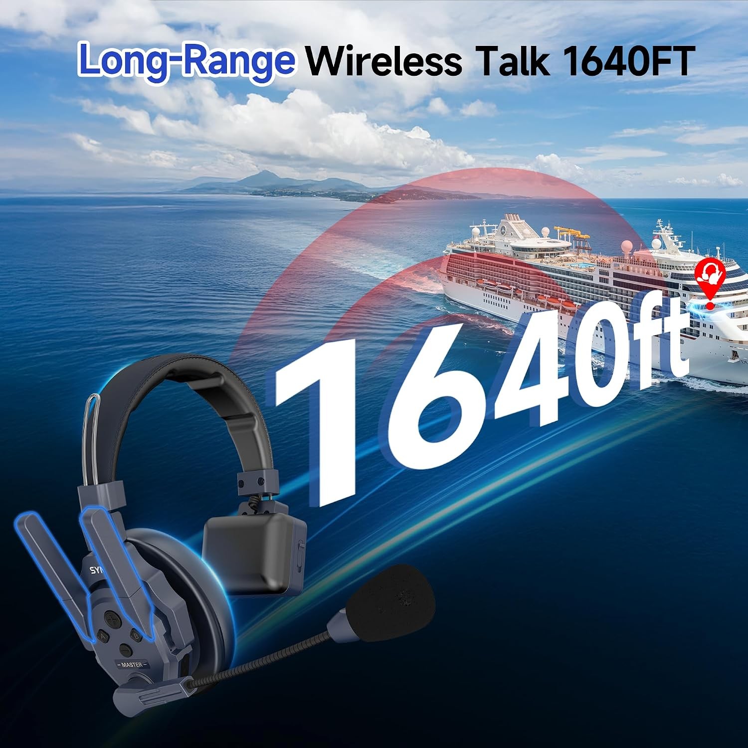 SYNCO XTALK Master 1 User Wireless Intercom Headset System ENC Noise Reduction