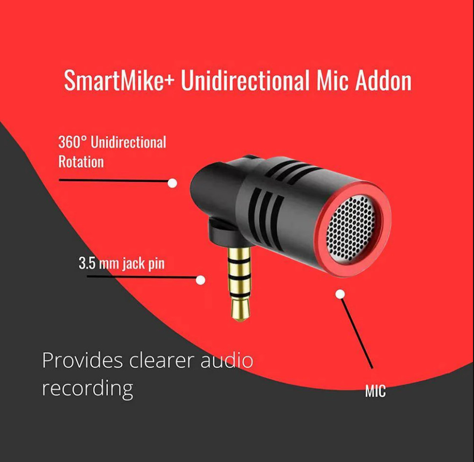 SabineTek Unidirectional Mic Addon 360° Rotating Noise Cancelling Lav Mic