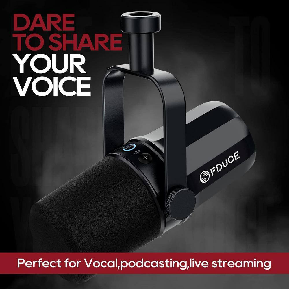 Dynamic Microphone with Built-In Headphone Output, LED Mute Button for Podcastin