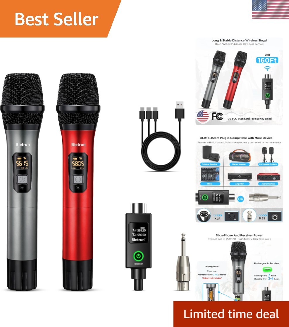 Plug and Play XLR Wireless Microphone Set – Perfect for Weddings & Parties