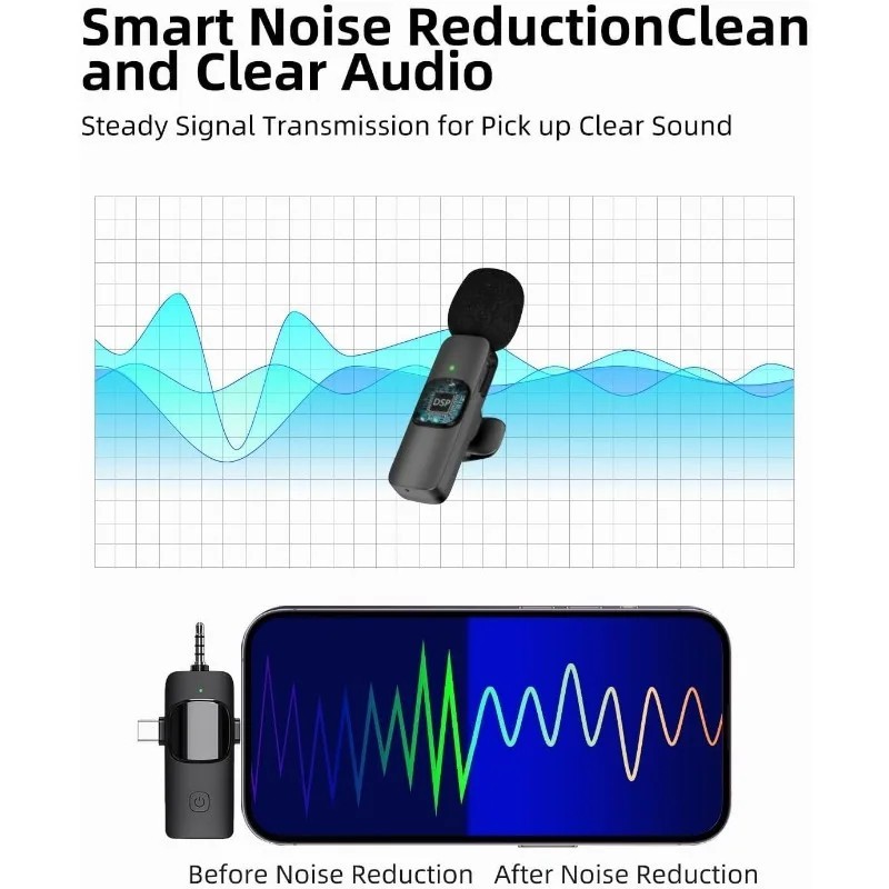 Lavalier Wireless Microphone Audio Video Recording Mini Mic For Android/iphone