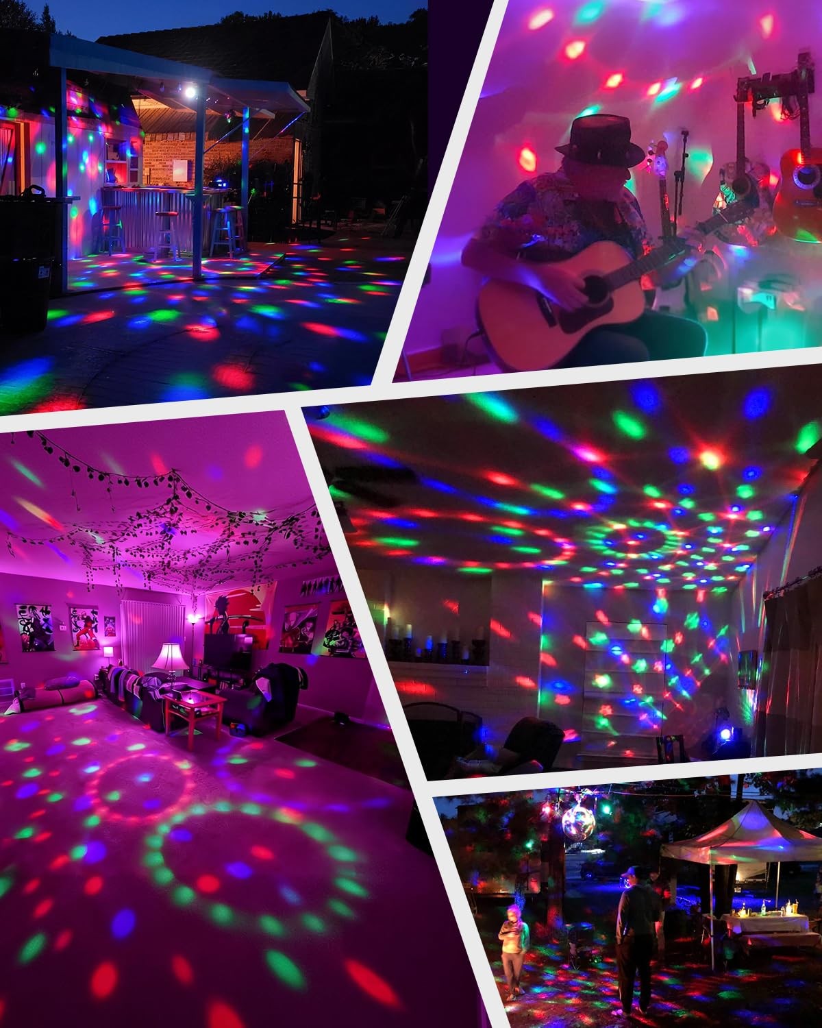 Luditek Disco Ball Party Lights Sound Activated Battery Powered Black