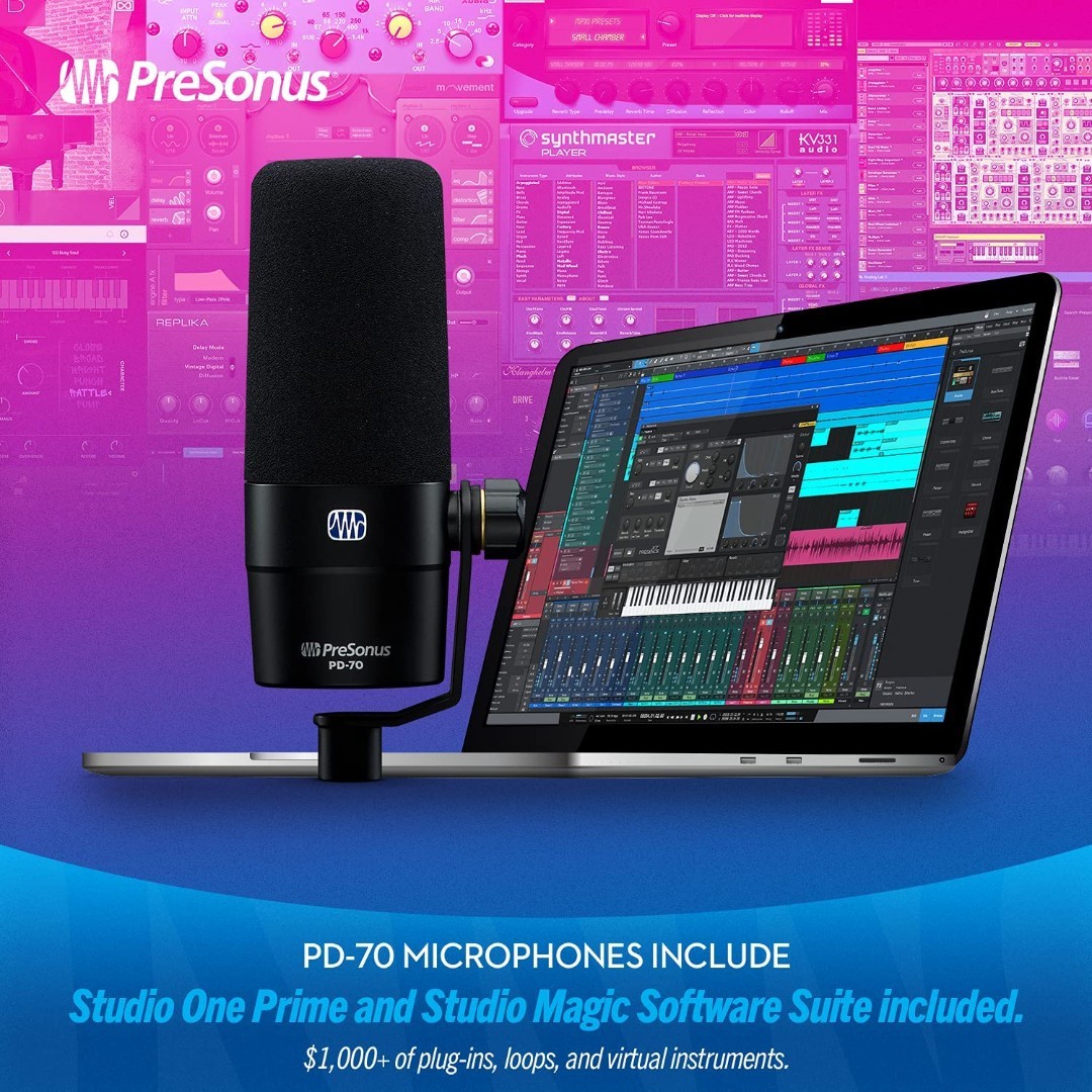 PreSonus PD-70 Dynamic Vocal Microphone for Broadcast, Podcasting, and Streaming