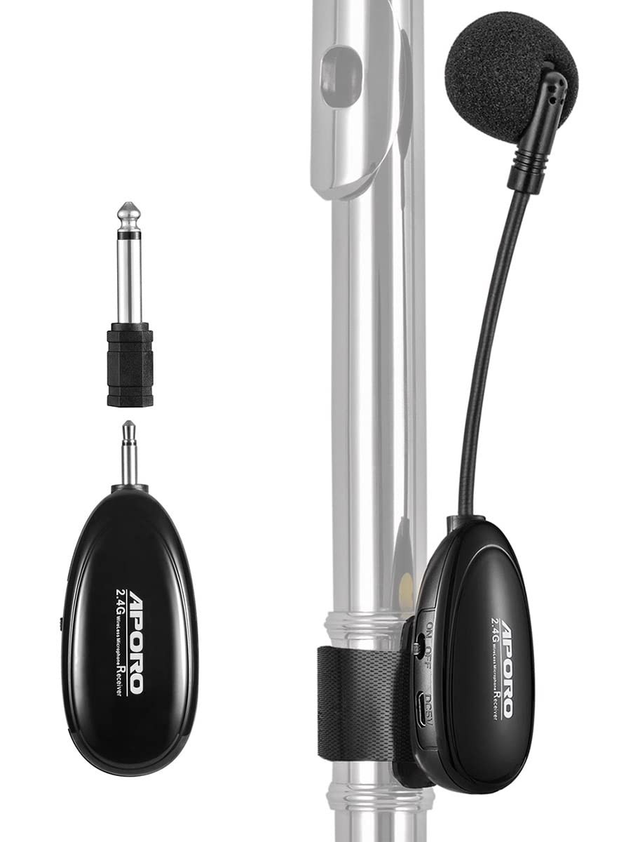 2.4G Wireless Flute Microphone Tie on Music Instruments Microphone, Wireless …