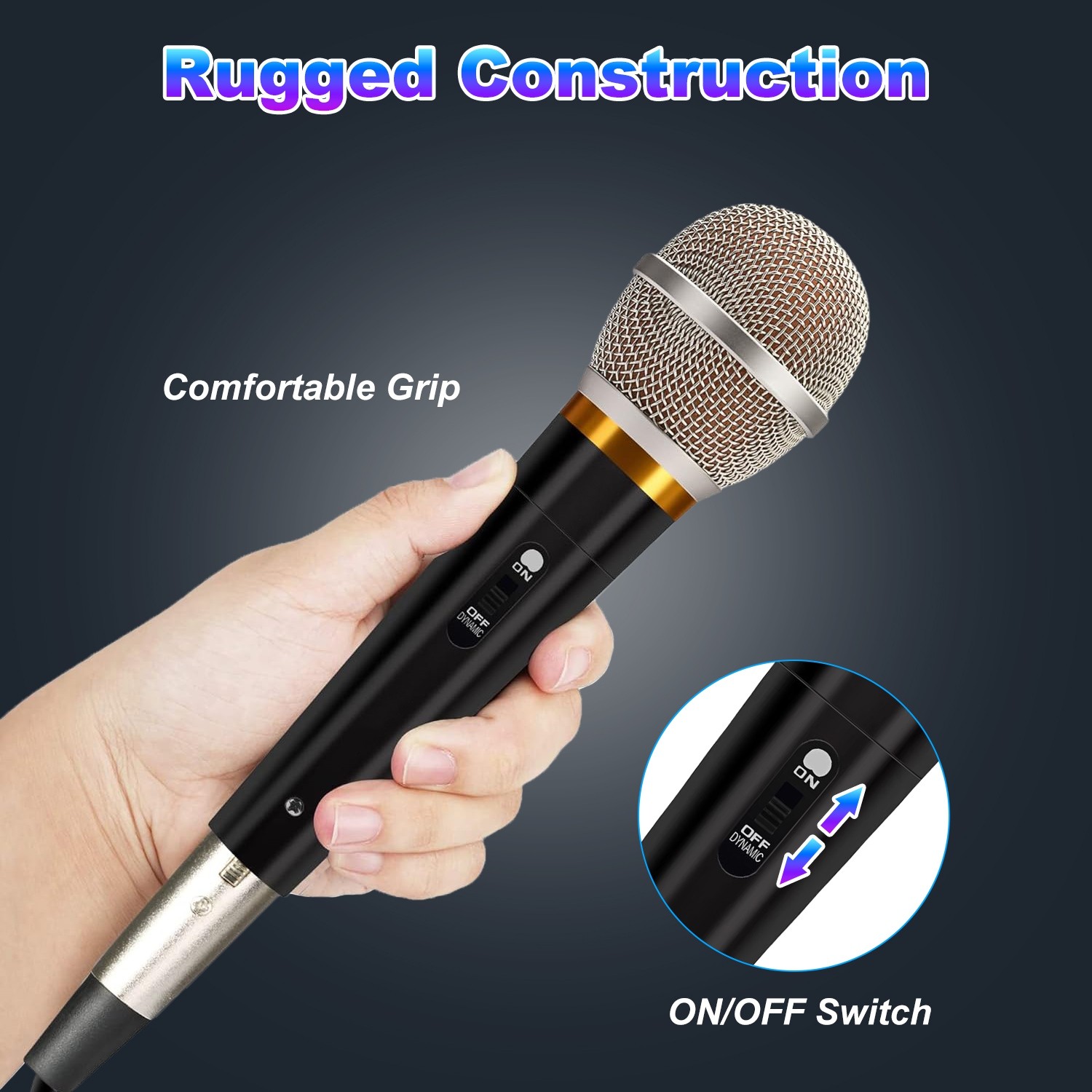 Pro Moving Dynamic Handheld Microphone with 13ft Cable Wired XLR Microphone