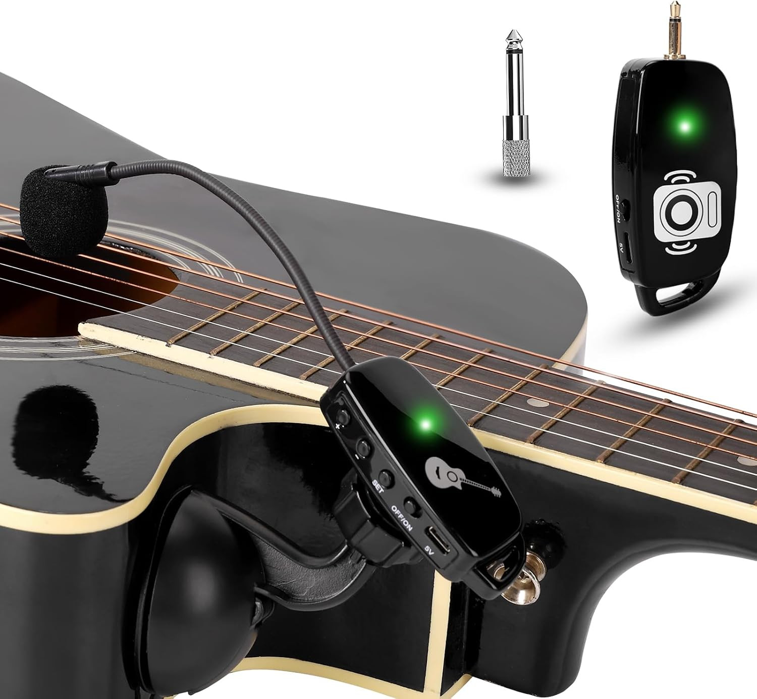 Wireless Instrument Microphone for Acoustic Guitar: 2.4G Cordless Mics | Clip-On