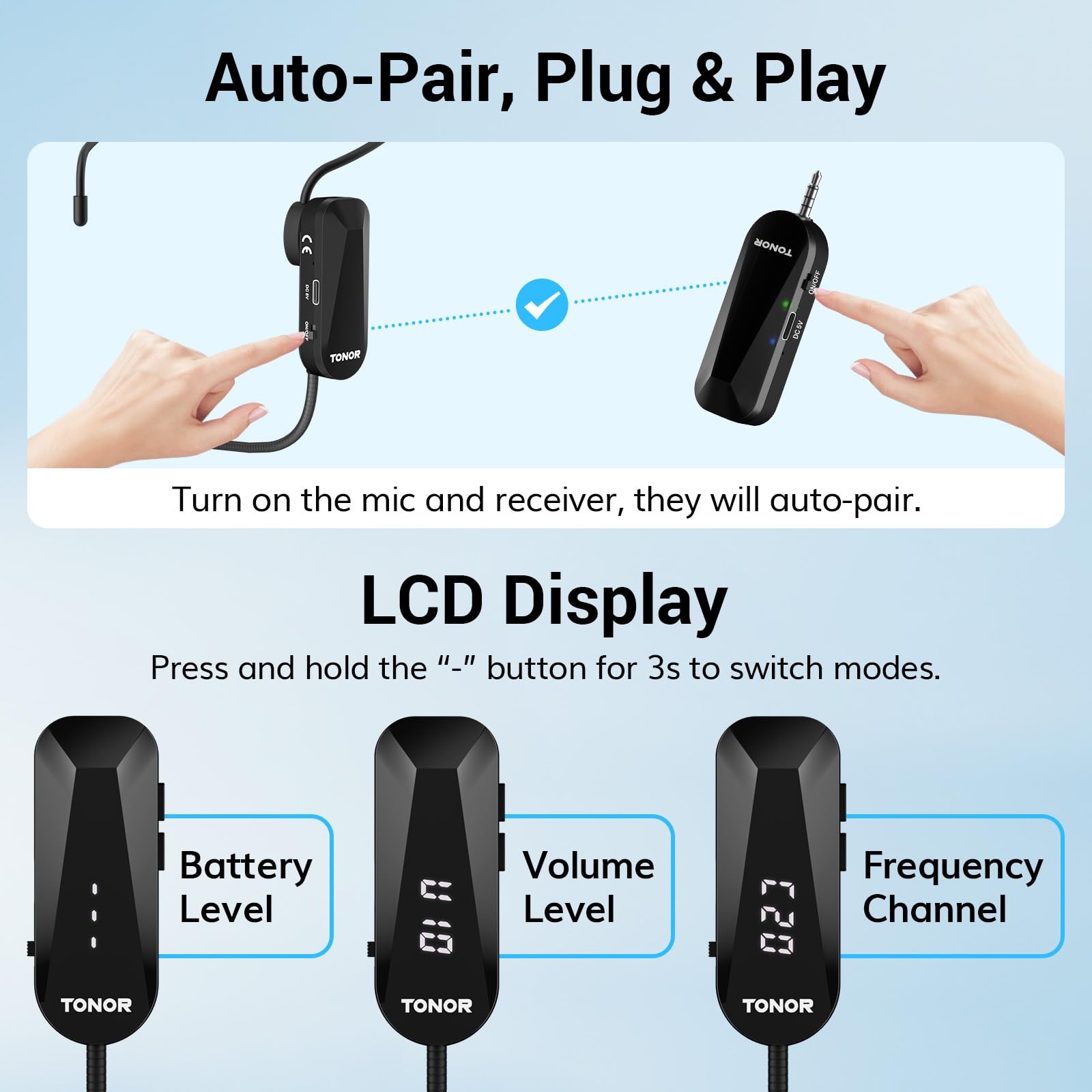 TONOR Wireless Headset Microphone, UHF Microphone Headset System, Head Handhe…