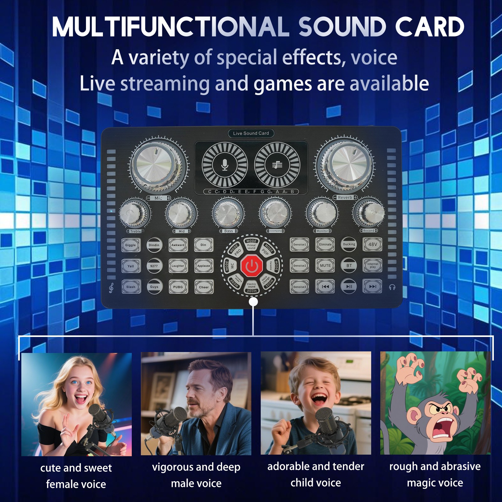 Studio Recording Kit Podcast Equipment Bundle Music Mixer with 2 Microphones Kit