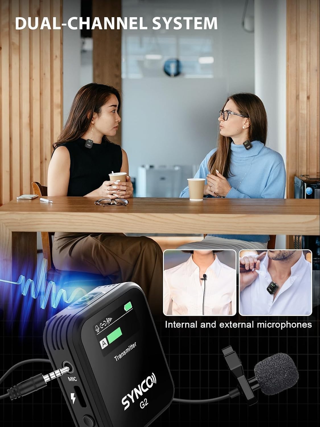 Dual Transmitter 2.4GHz Lapel Mic for Vlogging