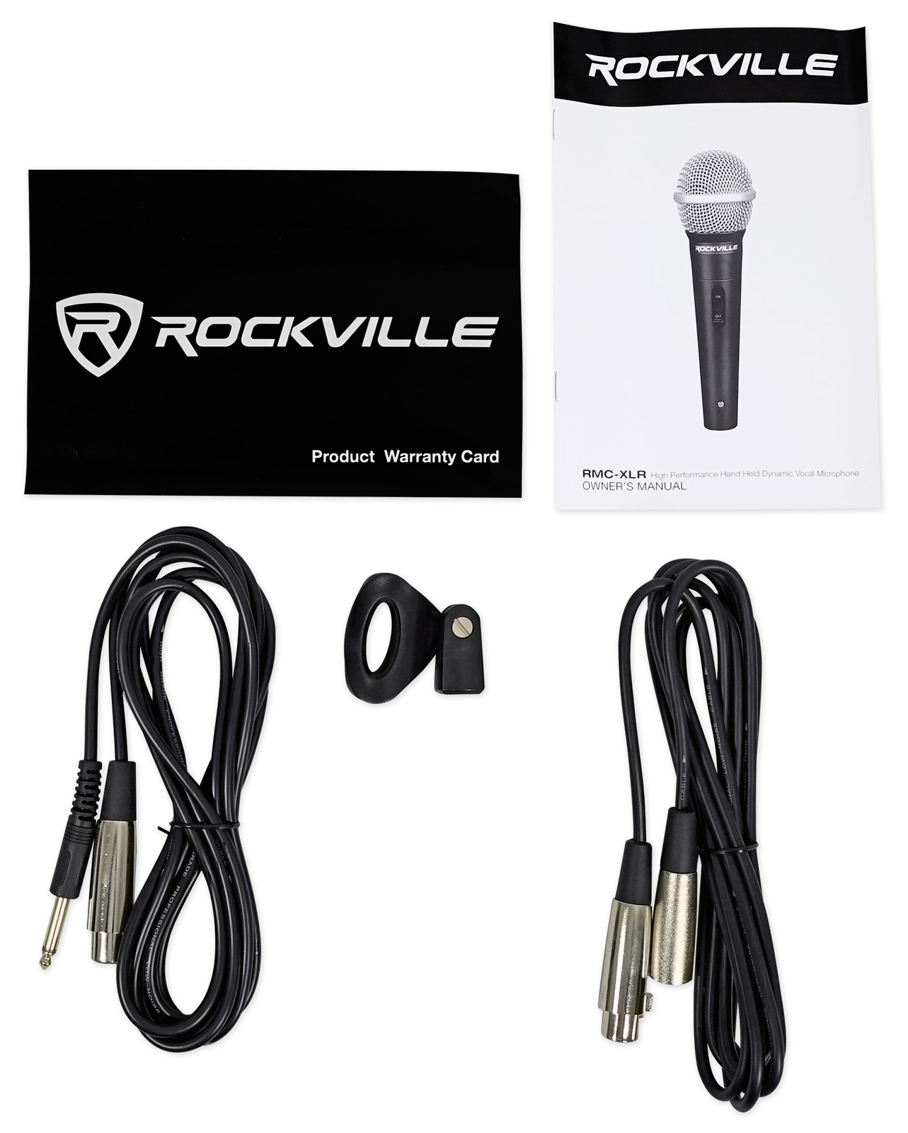 Rockville RMC-XLR Metal DJ Handheld Wired Microphone+Mic Stand w (2) Cables