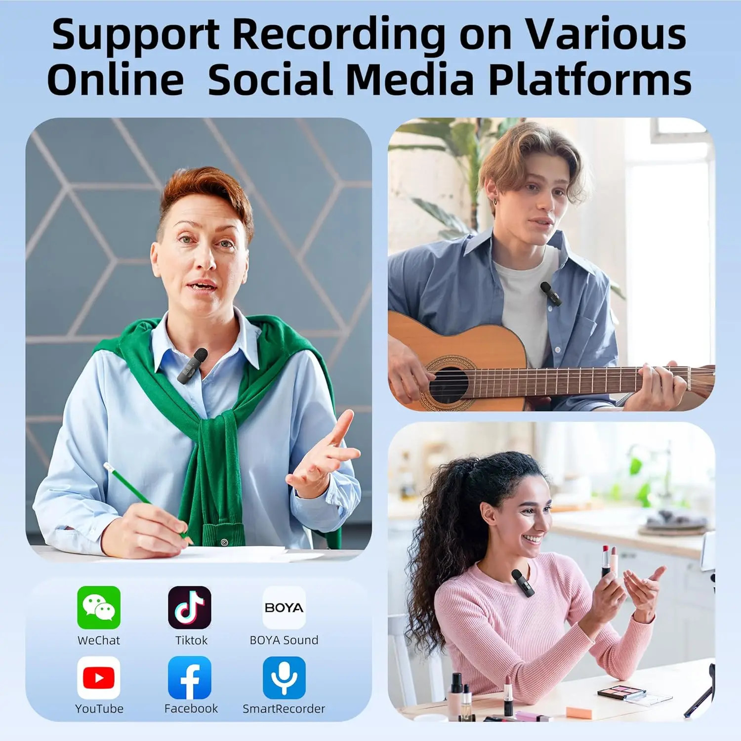 BOYA BY-V10 V20 V1 V2 Wireless Lavalier Microphone for Android USB-C Smartphones