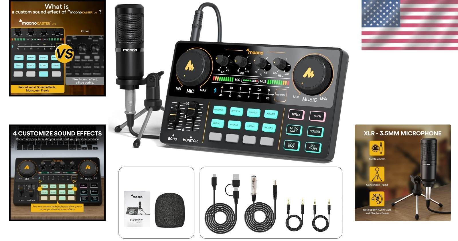 Battery-Powered Audio Mixer with Voice Effects – Ideal for Live Streaming