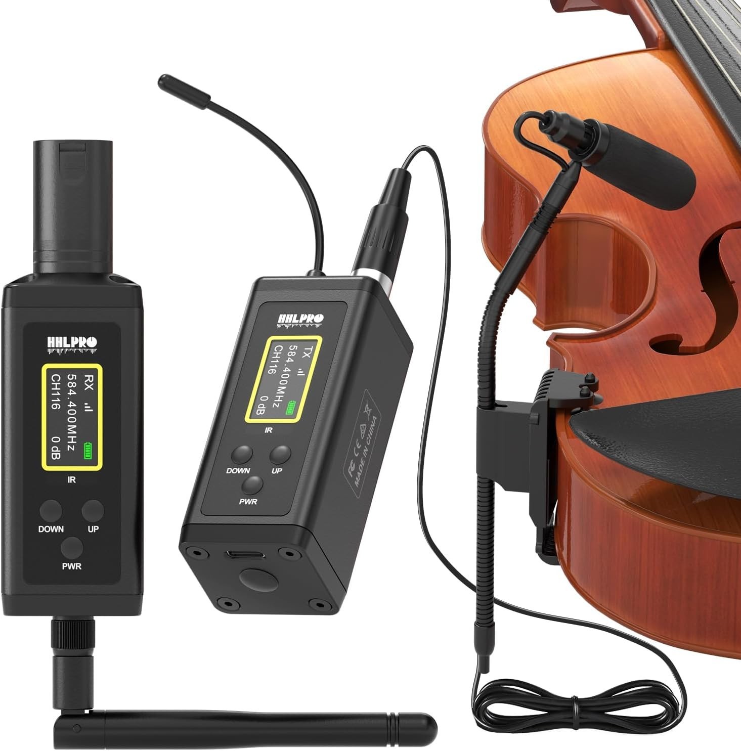 UHF Wireless Violin Microphone System for Musicians, Banjo, Mandolin | 260FT Ran