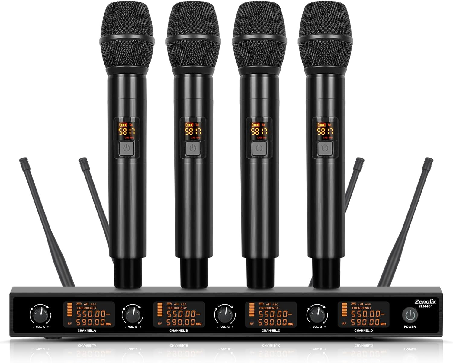 4-Channel UHF Wireless Microphone System for Karaoke, Meetings & Events