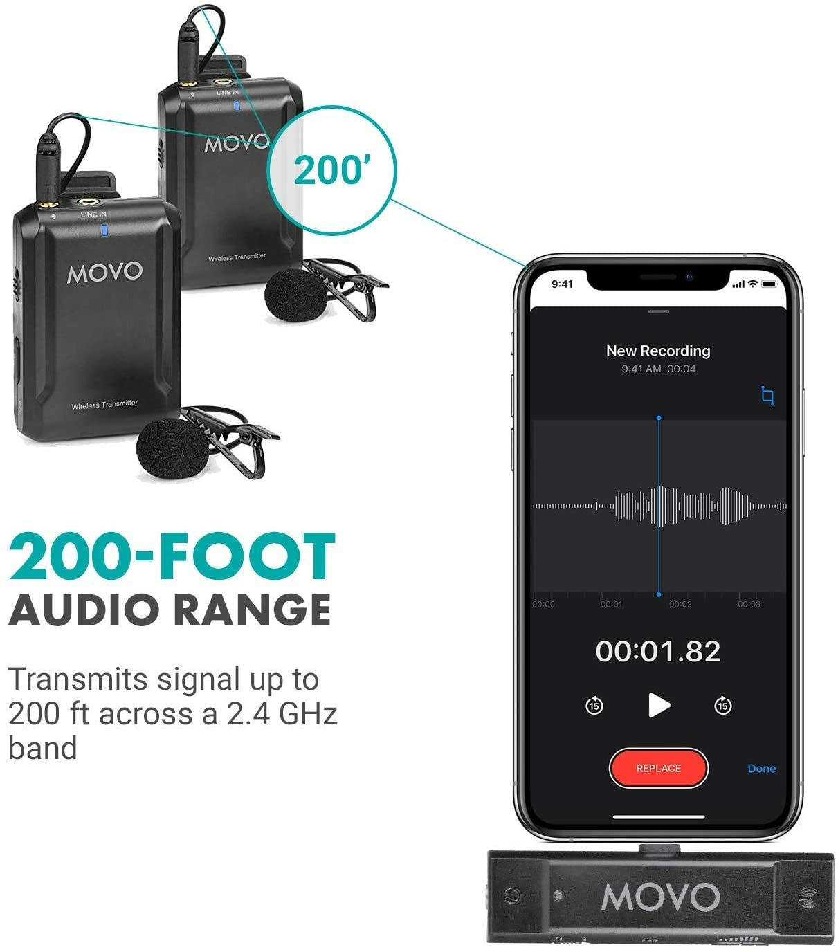 Movo EDGE-UC-DUO Wireless Lavalier Microphone for USB Type C Smartphones