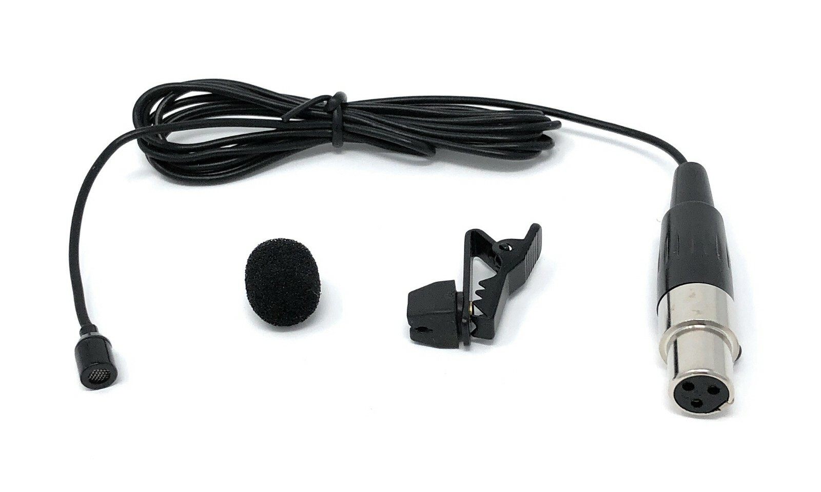 Black Lavalier Lapel Mic 3-pin mini XLR for VocoPro UDH Wireless Transmitters
