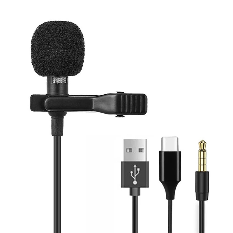 Portable Mini Lavalier Microphone Metal Clip Lapel Mic Wired 3.5Mm/Type-C/Usb fo