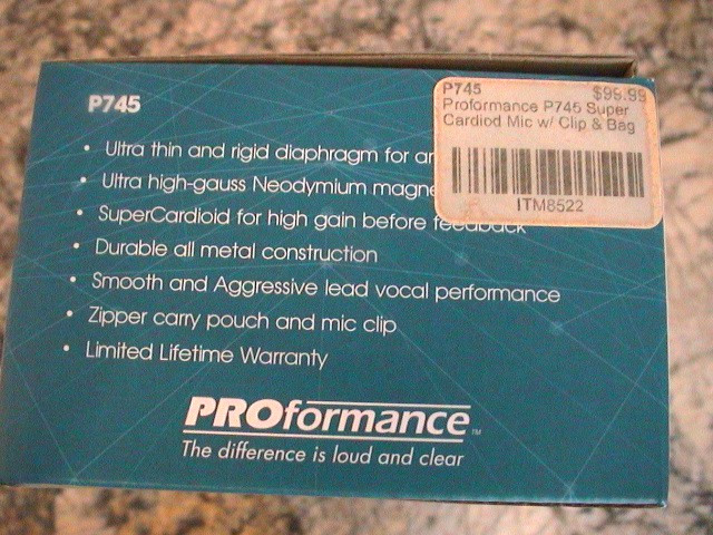 PROFORMANCE VOCAL MICROPHONE P745 – SUPERCARDIOID DYNAMIC LOW IMPEDANCE