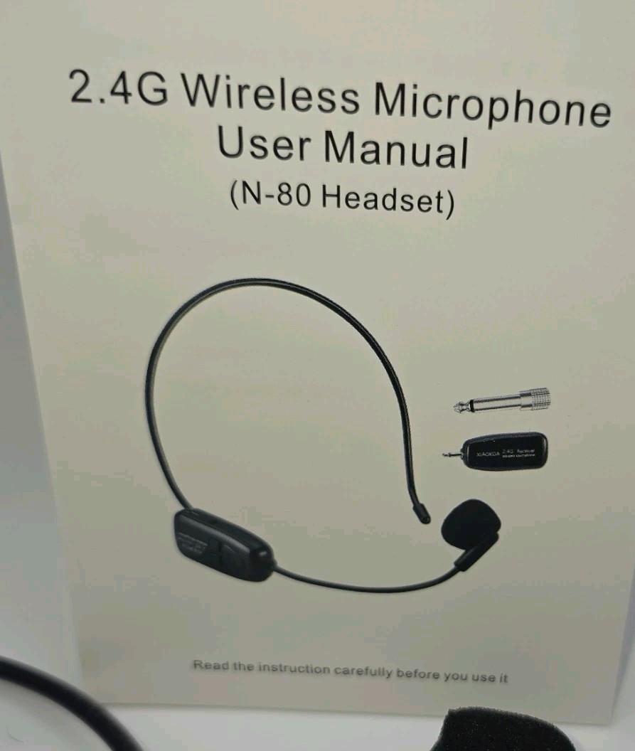 XIAOKOA 2.4G Wireless Microphone Headset, Dual Micro USB – Pre-Owned