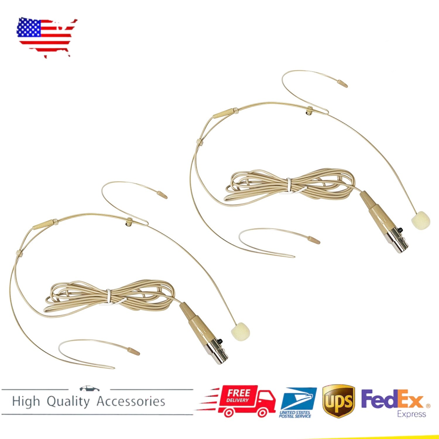 Headset Mic Headworn Microphone Mini XLR 4 Pin TA4F For Shure Wireless System ×2
