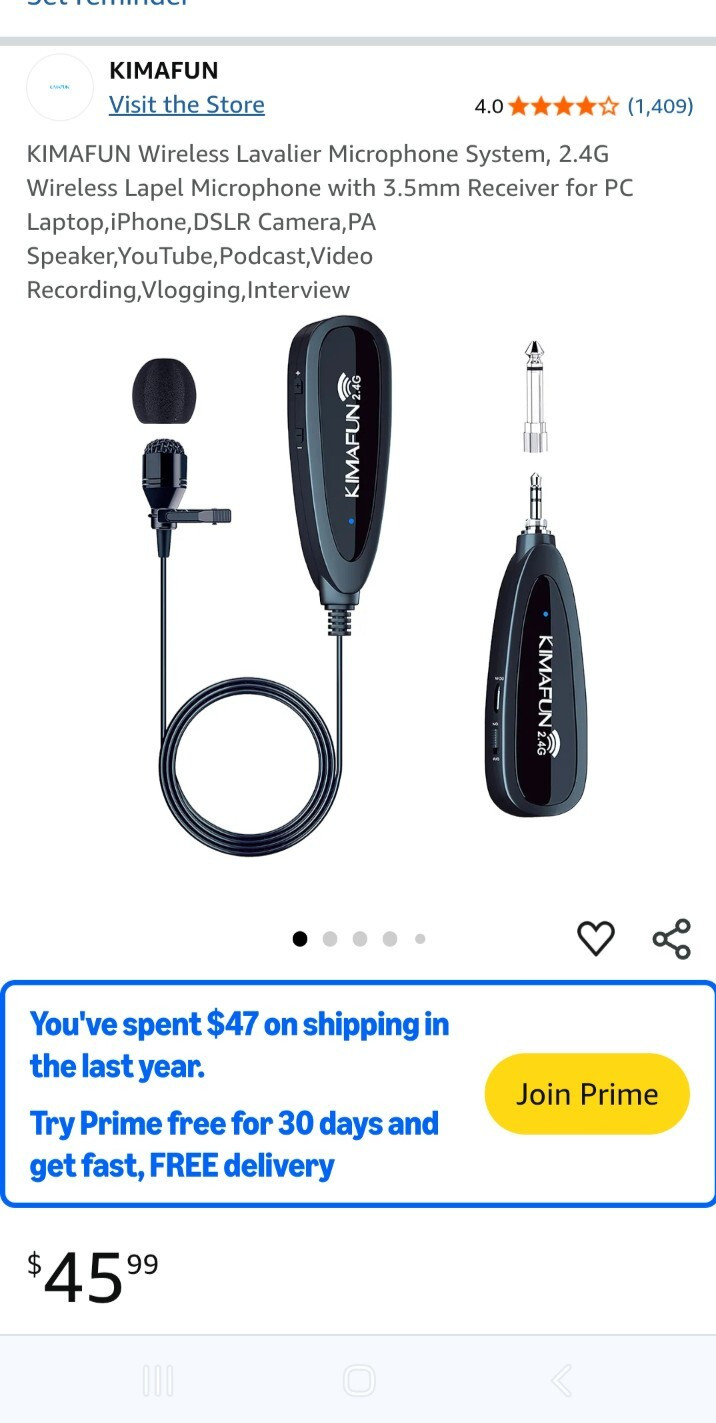 Kimafun 4330939049 2.4G Wireless Lavalier Microphone with Voice Amplifier