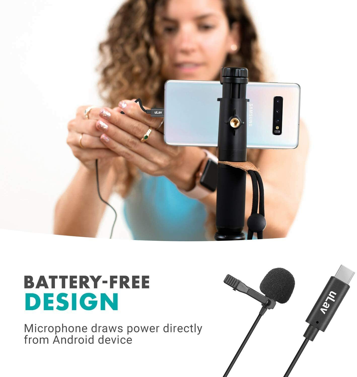 Movo uLav USB-C Lavalier Clip On Microphone for Android, iPad Pro, Smartphone