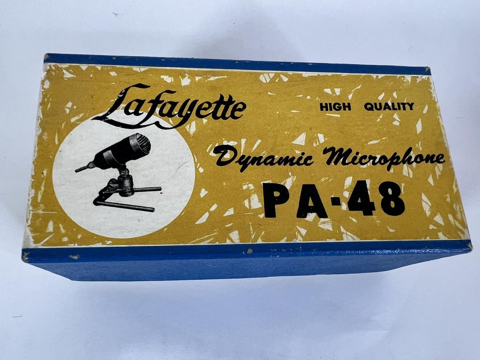 Vintage Lafayette PA-48 Dynamic Microphone Hi Imp 50K Ohm Brown Japan Box Cable