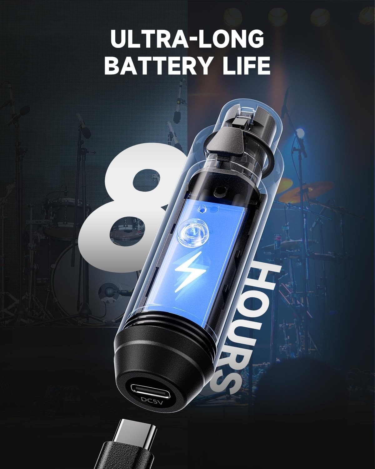 Wireless XLR Microphone Transmitter Receiver, 2.4Ghz Plug-On Wireless Mic