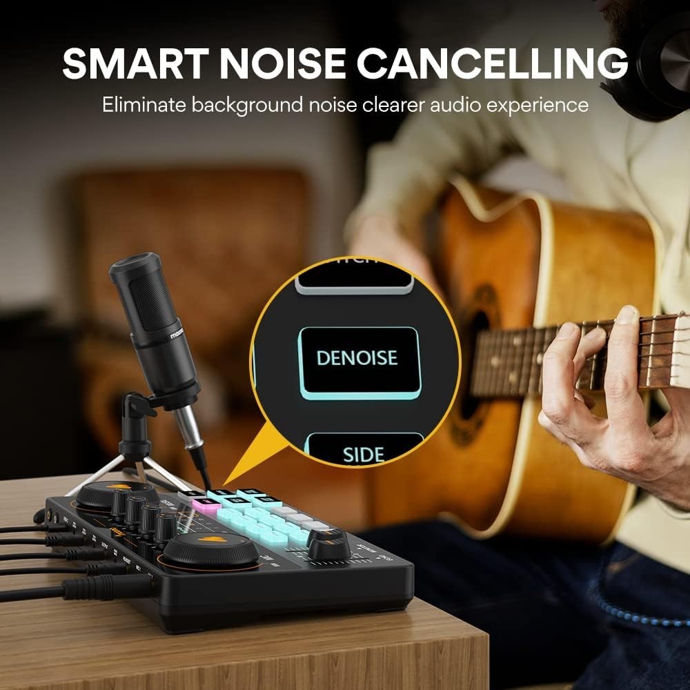 Battery-Powered Audio Mixer with Voice Effects – Ideal for Live Streaming