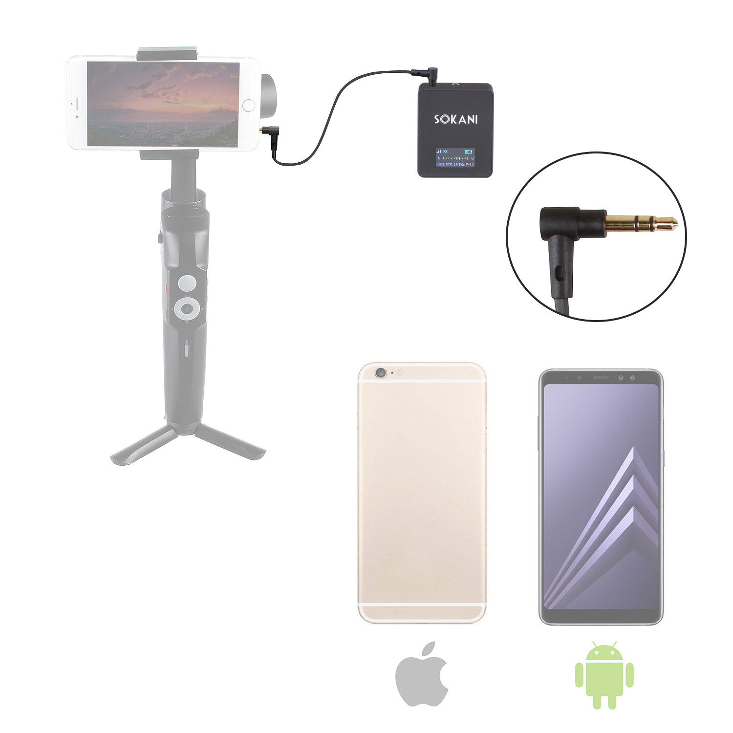 Wireless Lavalier Microphone System Lapel Lav Mic for DSLR Android Smartphone