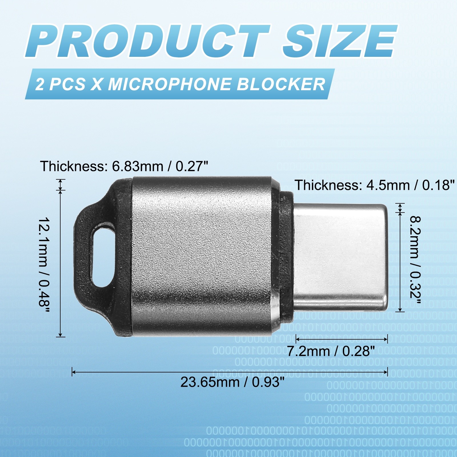 2 Pcs Microphone Blocker, USB Type C Audio Blocker, Dark Grey