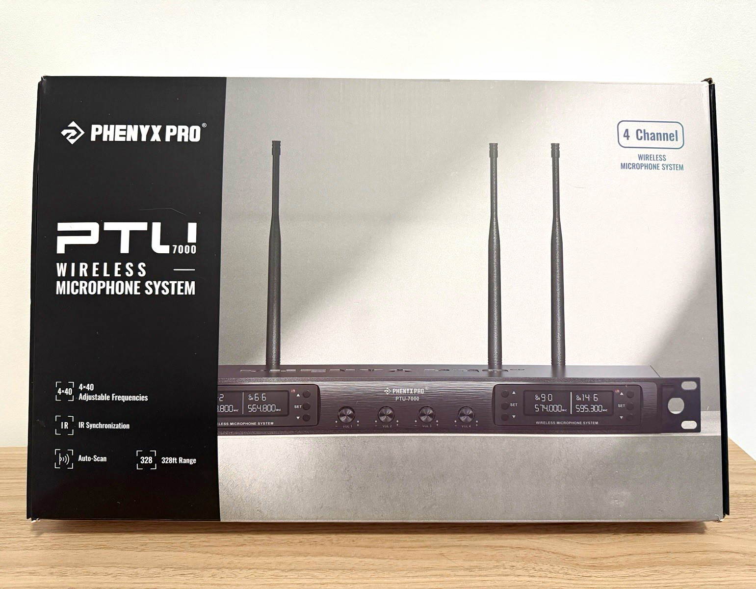 Phenyx Pro PTU-7000 UHF Wireless Mic System 4-Channel Rack Receiver 4 Bodypacks
