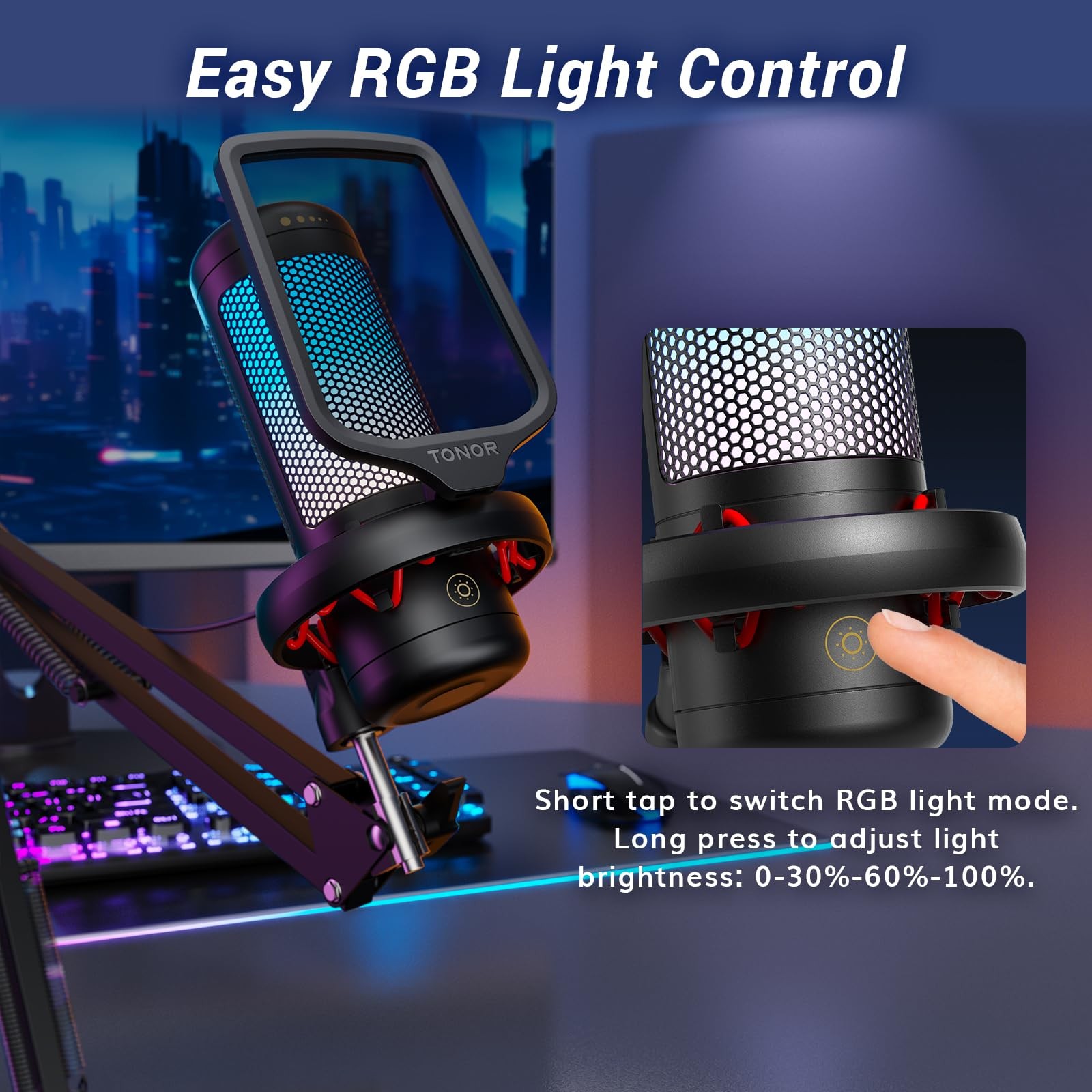 Gaming Microphone Set with Boom Arm, Vocal Condenser Microphone for PC with S…