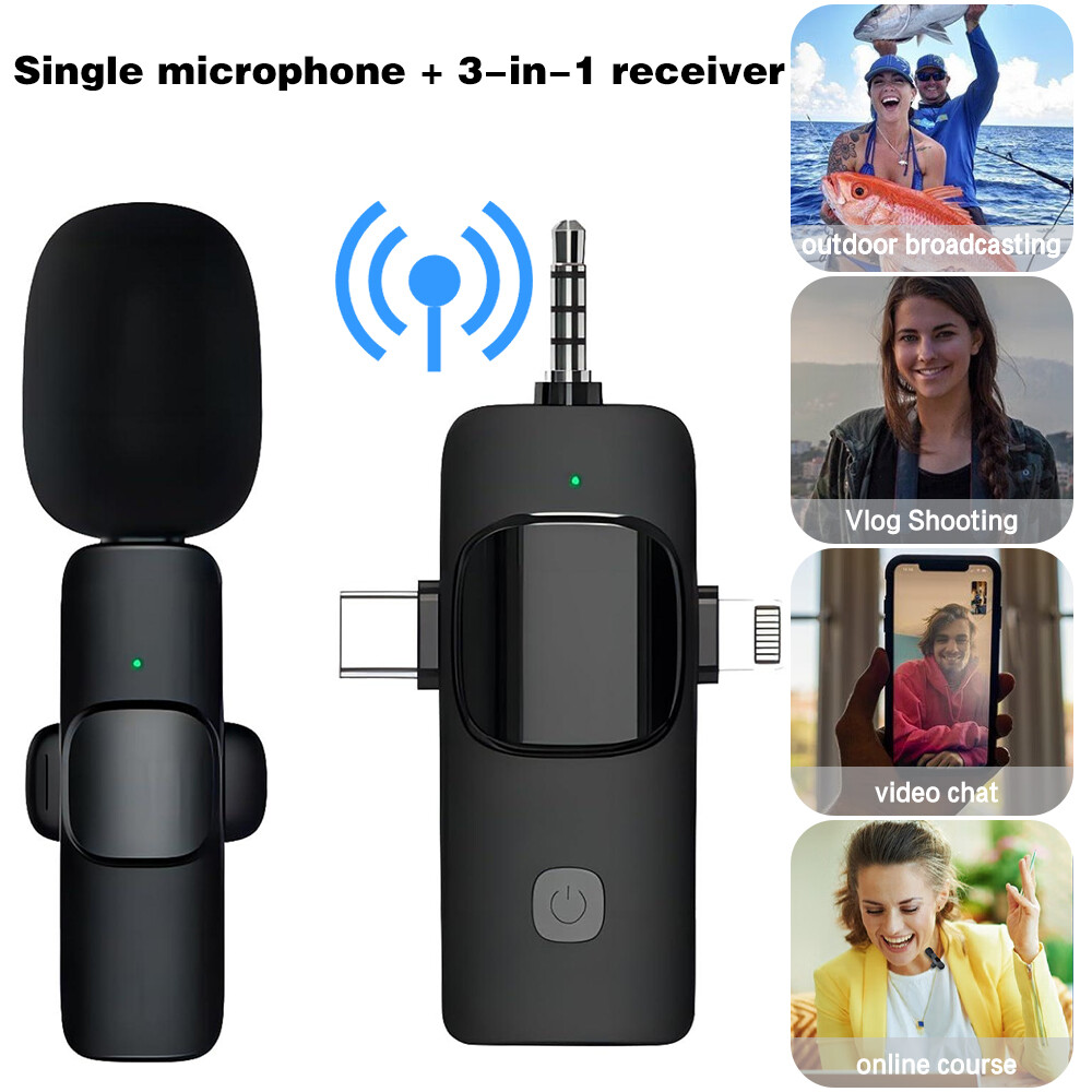 Lavalier Wireless Microphone Audio Video Recording Mini Mic For Android/iphone