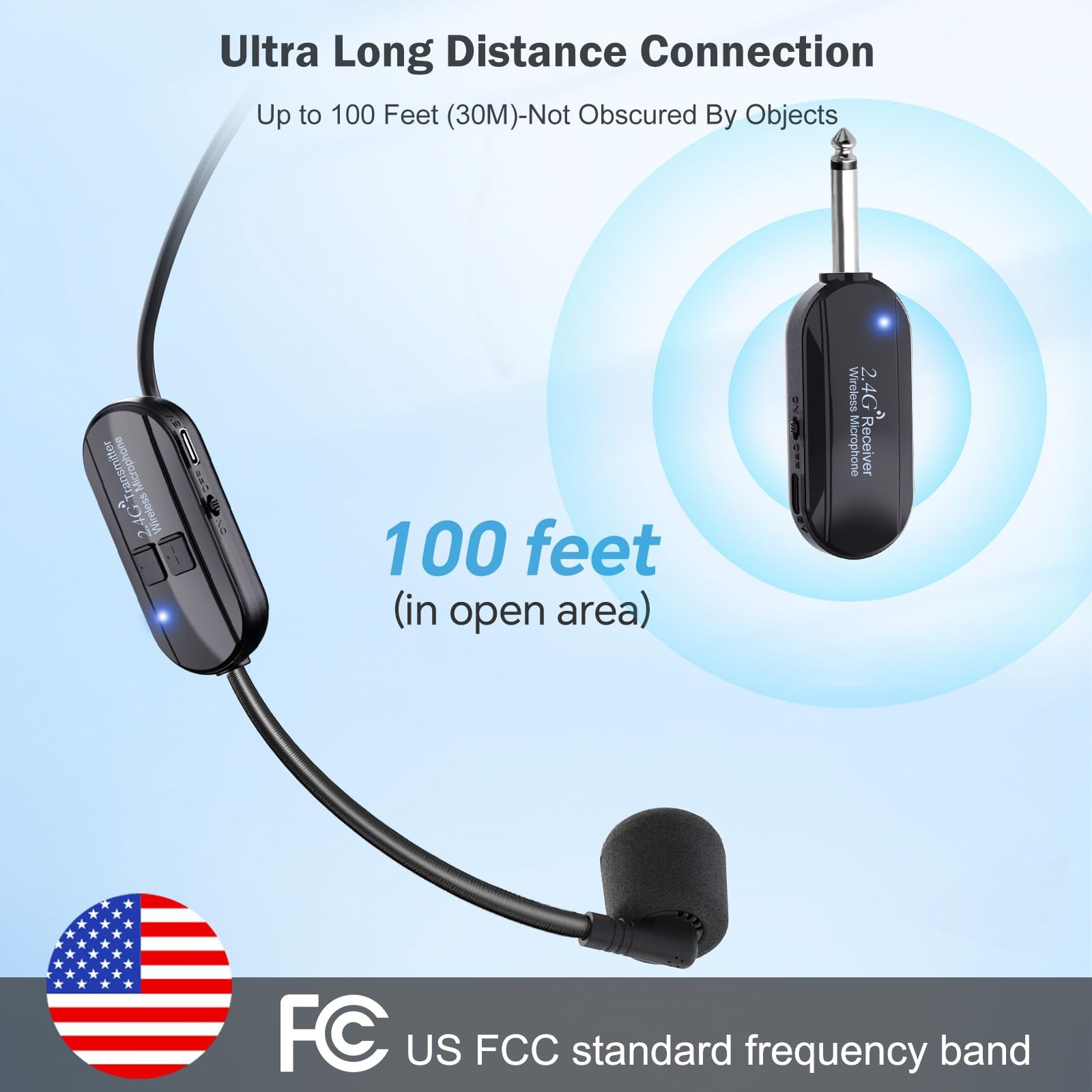 Wireless Microphone Headset Double Professional: Cordless Mic Head for Black1