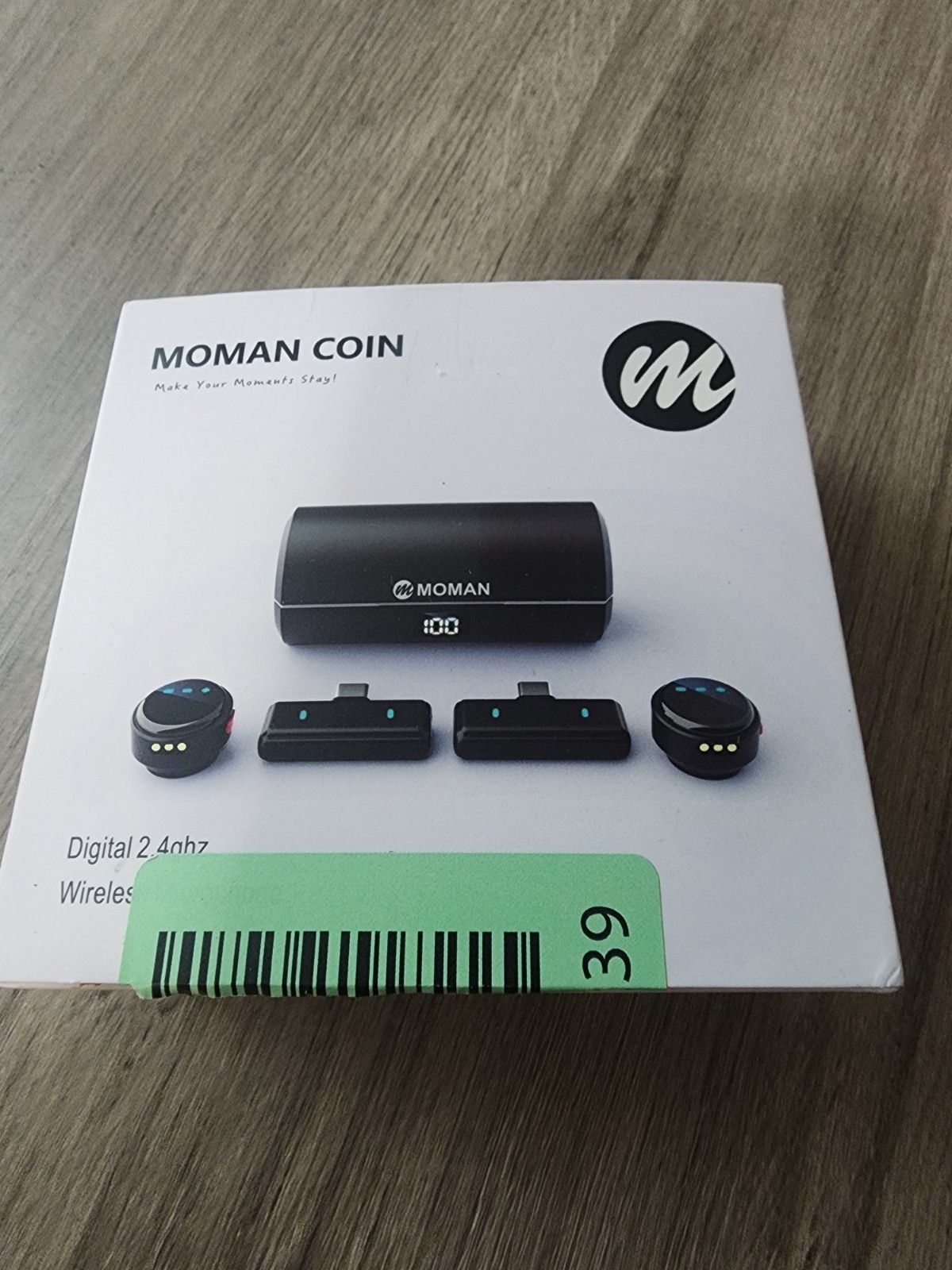 Moman Wireless Lavalier Microphone 3-in-1 Set for iPhone/Android/Camera/Laptop/P