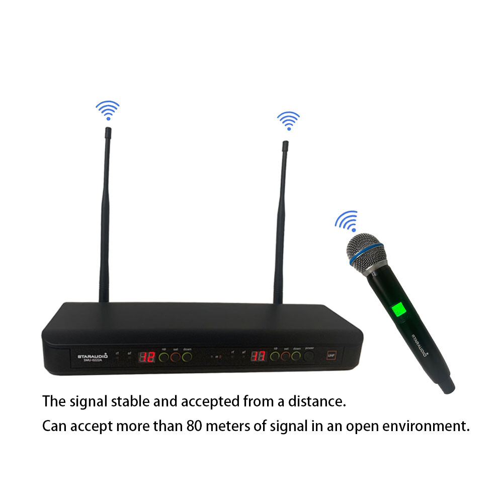 Pro 2CH UHF Handheld Wireless Microphone System Audio Party Stage Microphone Mic