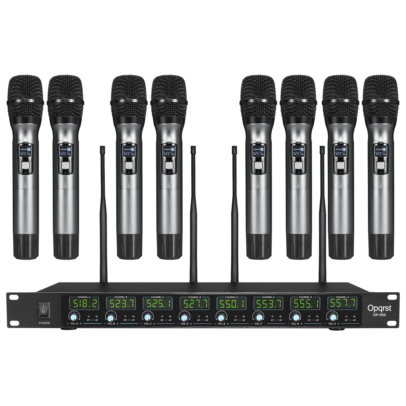 Wireless Microphone System 8 Handheld Metal Dynamic Mic UHF Church School Party