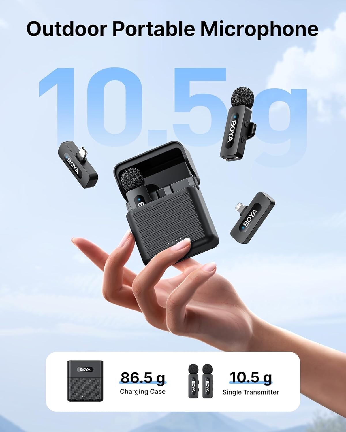 Wireless Microphone for iPhone, Android, PC, Laptop w/ USB-C Lightning Port BNIB