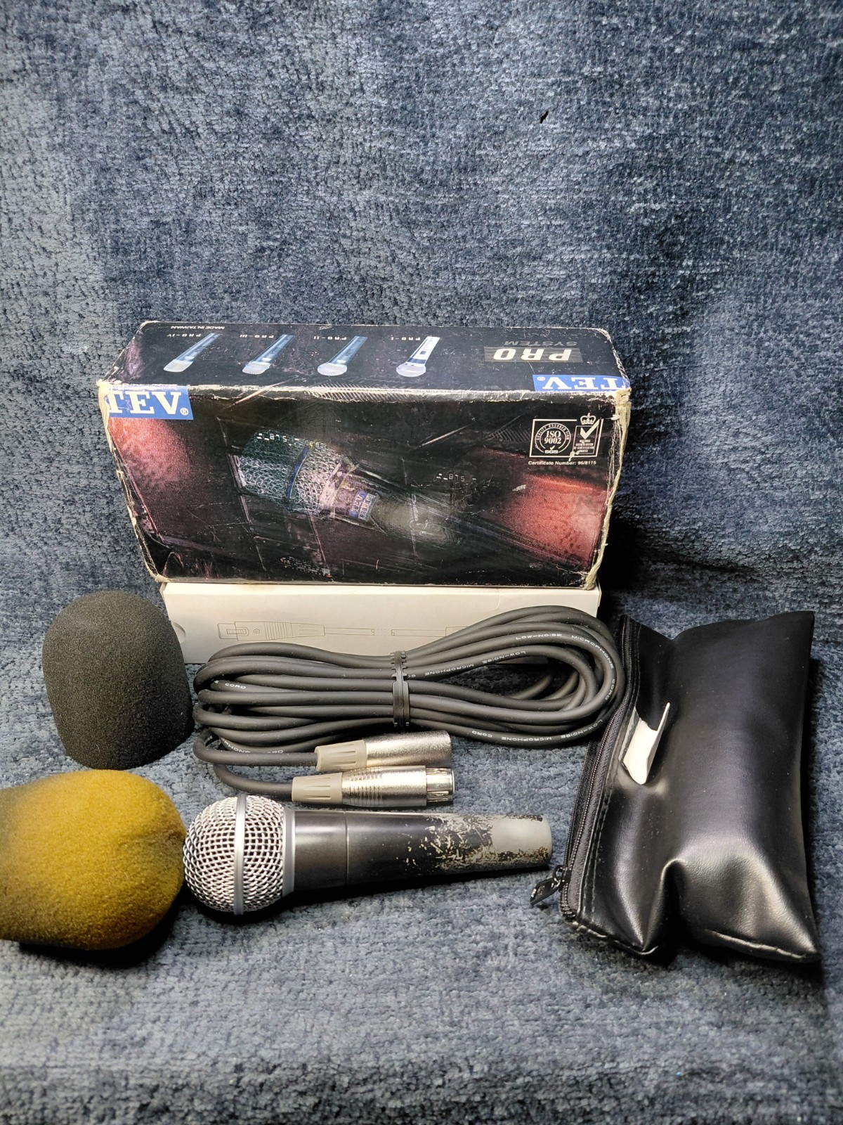 Vintage TEV Pro 2 System Dynamic Microphone Kit with XLR Cable Windscreens Case