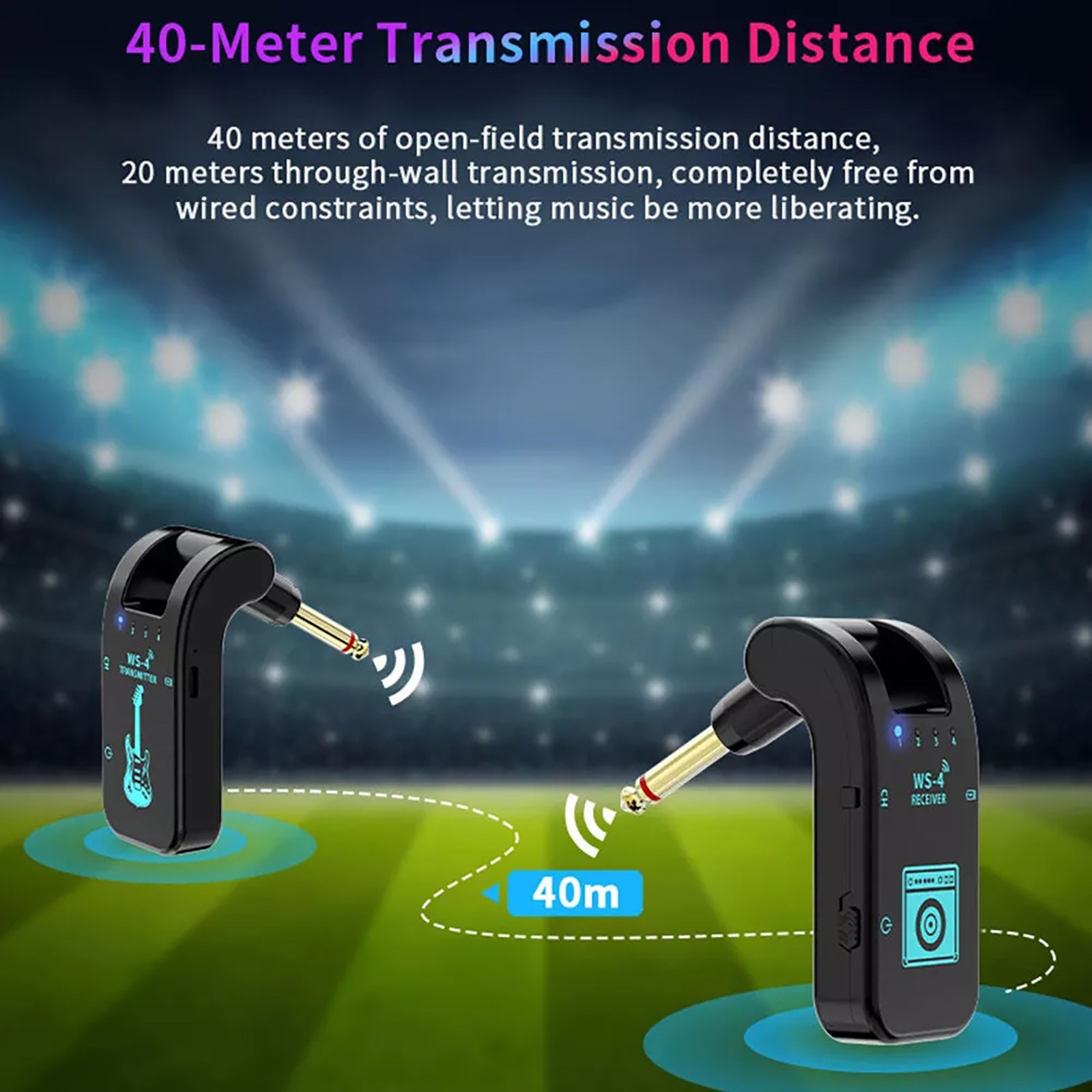 8 Channels 2.4G Wireless Guitar System Rechargeable Transmitter Receiver